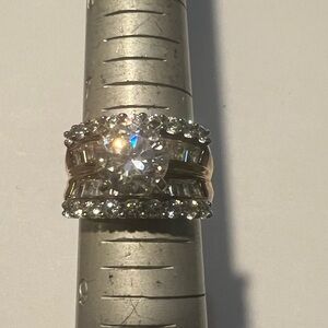 Gold-Tone Crystal Cocktail Ring - Sparkling Clear Stones